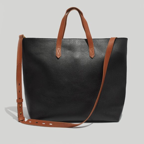 Madewell Genuine Leather Zip-Top Transport Carryall Crossbody Bag Medium Black - Picture 1 of 11